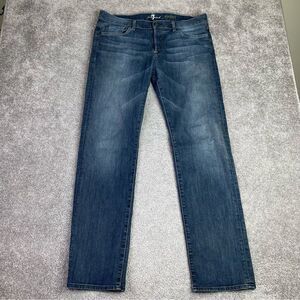 7 For All Mankind Standard Jeans Men's 36X32 Blue Straight Mid-Rise Dark Denim